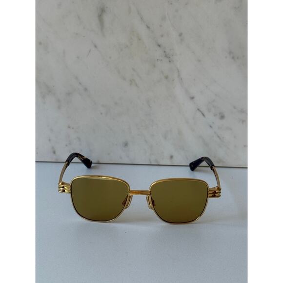 NEW Bottega Veneta BV1380S Gold Rounded Sunglasses